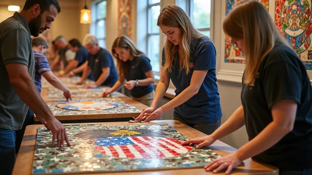 Editorial illustration for: Ogdensburg History Museum completes America 250 mosaic mural